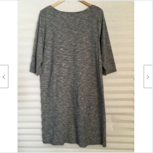 Pure Jill Tee Shirt Dress Elbow Sleeve Scoop Neck Heathered Lightweight Cotton - Picture 2 of 6